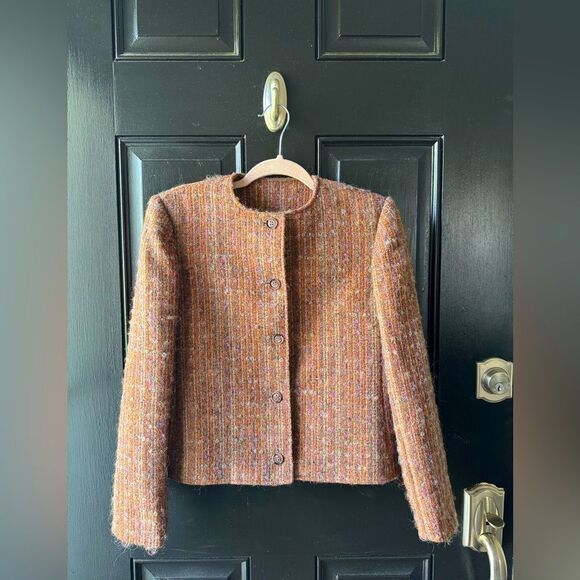 VTG Wool Orange Striped Blazer Jacket Size XS/S - Picture 5 of 14